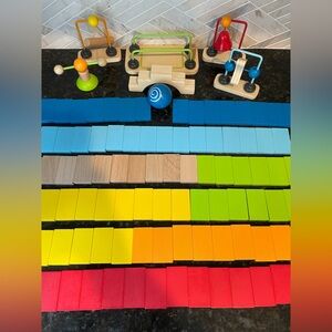 Wooden Color Sorting Domino Blocks - Multicolor Educational Toy